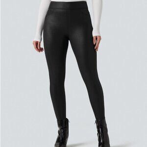 Halara Ultrasculpt™ Faux Leather Shine High Waisted Casual Leggings with Pockets